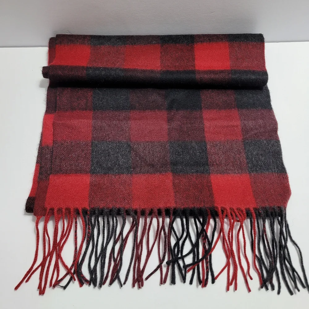 Club Room Red and Black Cashmere Scarf